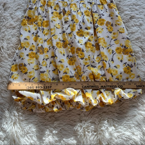 Pins and Needles Size L Yellow Floral Strapless Balloon lined Dress with Pockets - Picture 13 of 15